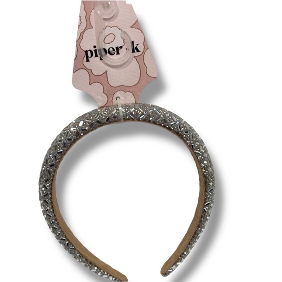 Piper K Embellished Rhinestone and Glitter Headband - Silver NWT